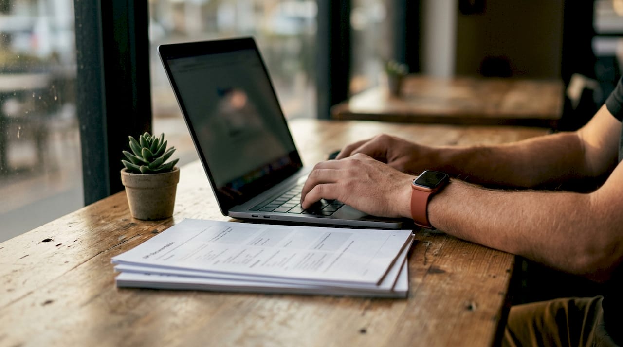 Manos escribiendo documentación de integración de API