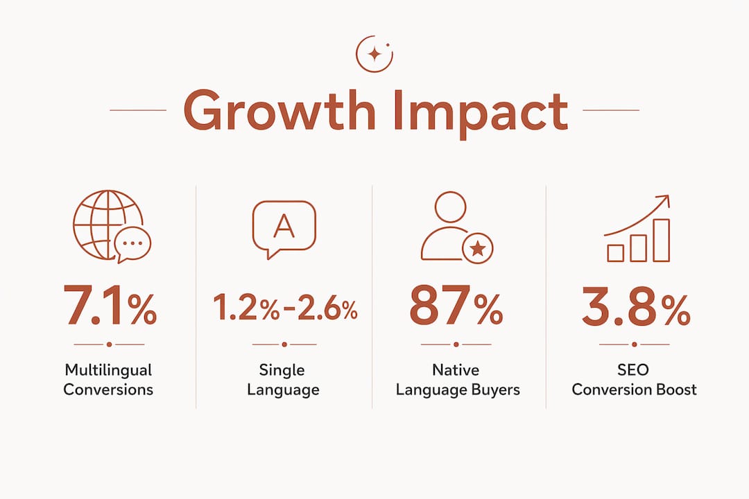 Infografía con estadísticas de crecimiento de sitios web bilingües
