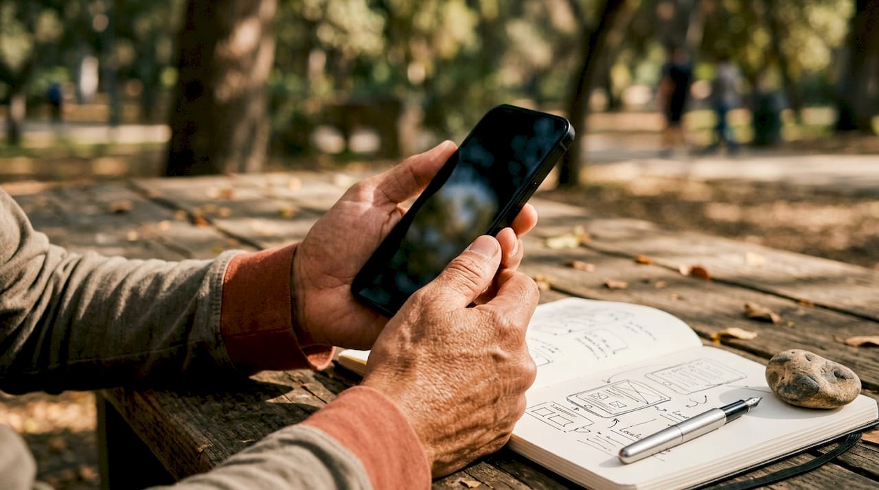 Manos ajustando la configuración de idioma en un smartphone