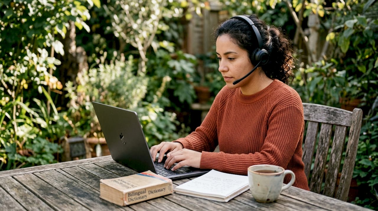 Bilingual virtual receptionist working remotely at home