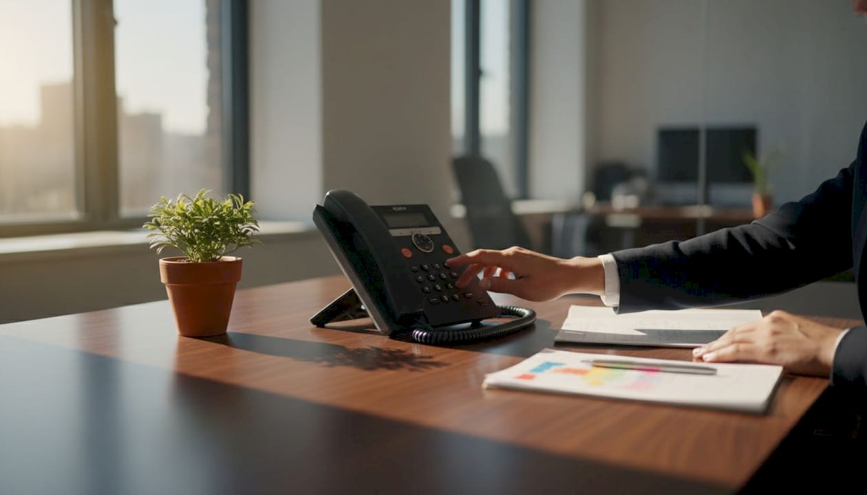 Manos usando el teléfono para detección de llamadas con IA bilingüe