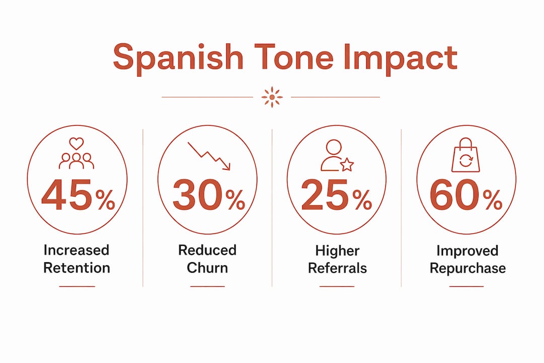 Infografía con estadísticas clave sobre el impacto del tono en español