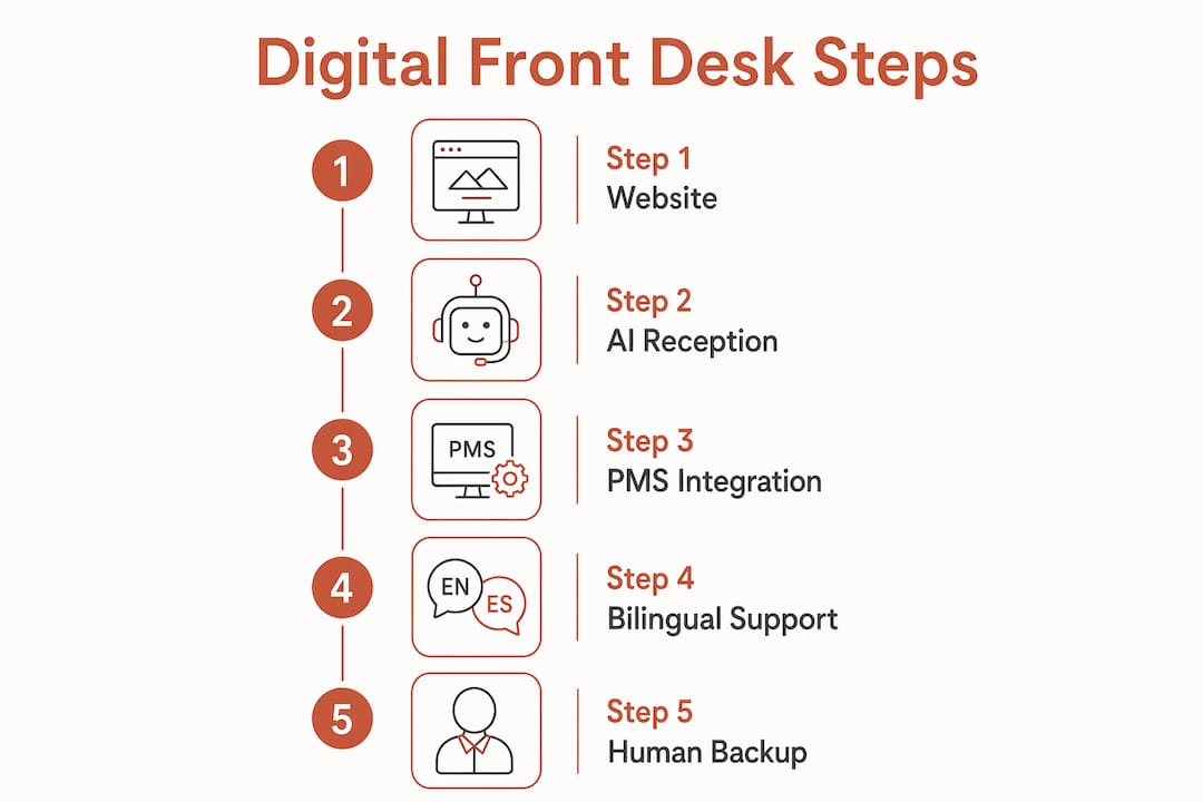 Infografía que describe los pasos de la recepción digital