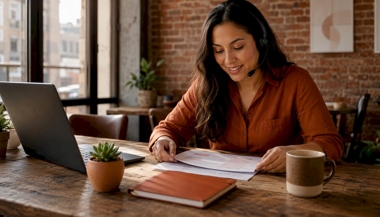 Receptionist using bilingual communication checklist