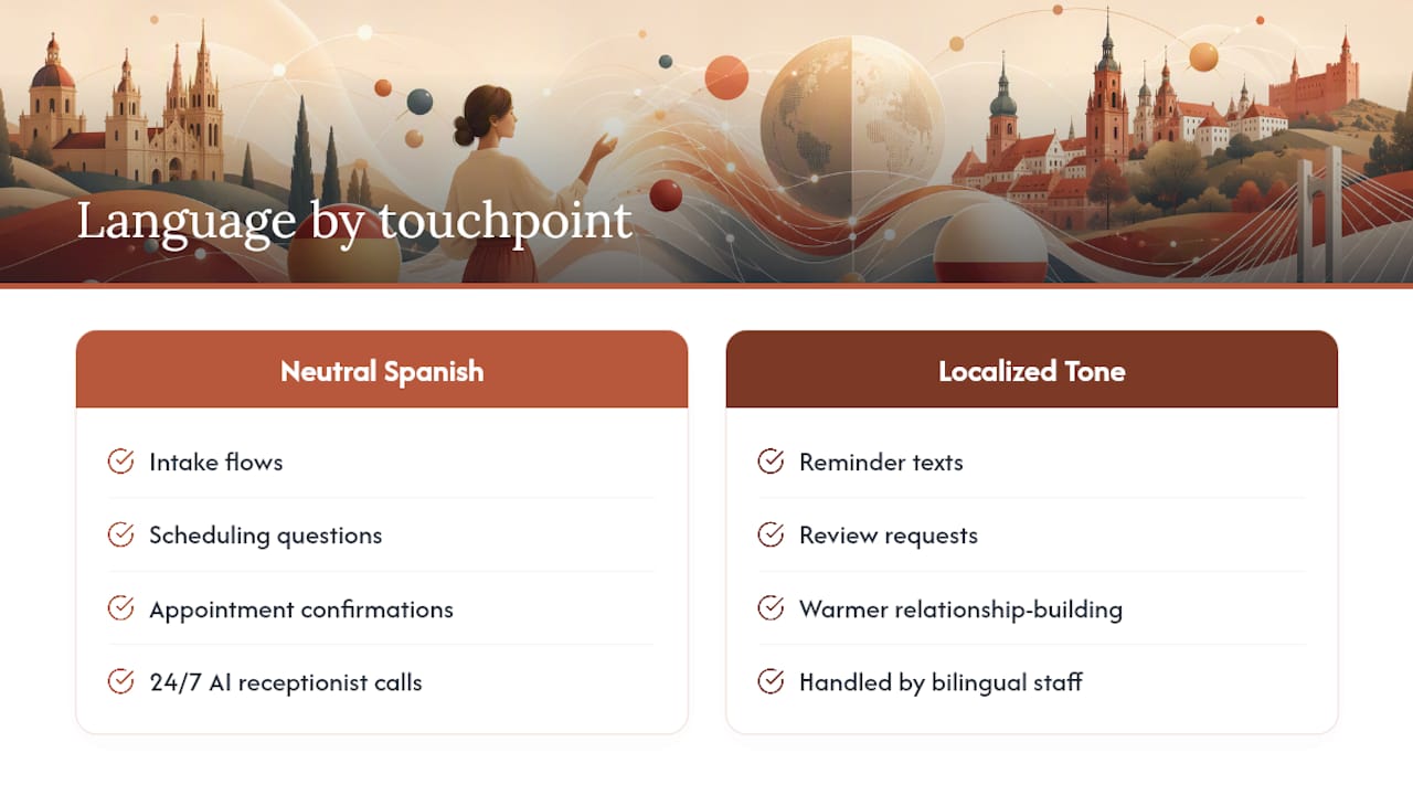 Flujo de trabajo en español neutro con puntos de contacto localizados