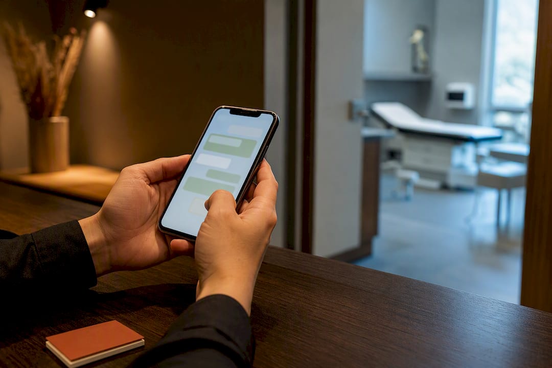 Clinic coordinator reviewing appointment message