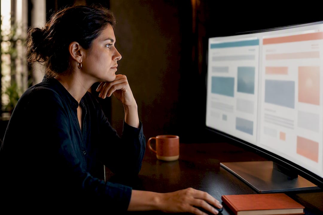 Specialist reviewing localized webpage versions