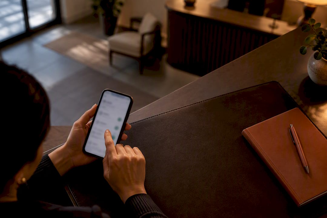 Hand adjusting privacy settings on phone
